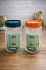 Conjunto 4 Potes Redodndo de Vidro com Tampa