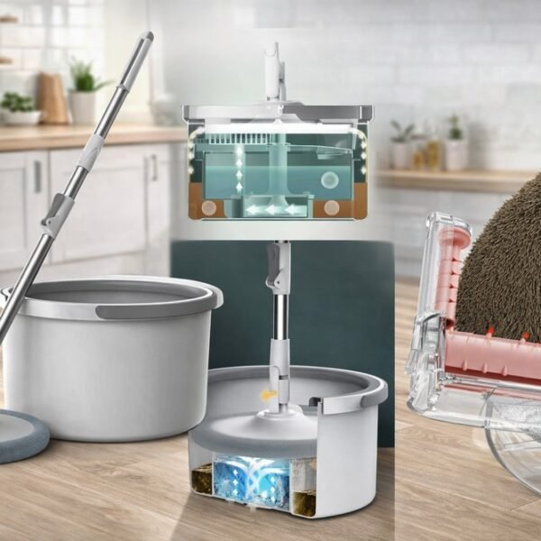 Mop Giratório com Balde e 2 Refil - Branca