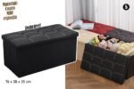 Pufe Estofado com Baú - Preta - Imagem 2