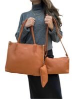Kit 3 Peças Bolsa Feminina Estilo Tote - Caramelo