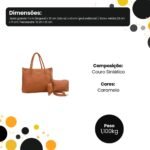Kit 3 Peças Bolsa Feminina Estilo Tote - Caramelo - Imagem 4