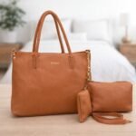 Kit 3 Peças Bolsa Feminina Estilo Tote - Caramelo - Imagem 5