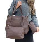 Kit 3 Peças Bolsa Feminina Estilo Tote - Marrom