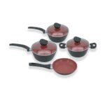 Conjunto Panelas Antiaderente com Tampa de Vidro 04 peças - Preto e Vermelho - Imagem 4