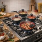 Conjunto Panelas Antiaderente com Tampa de Vidro 04 peças - Preto e Vermelho - Imagem 5