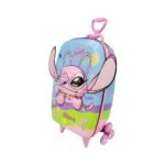 Mala Infantil Angel Stitch 3D com Rodinhas - Azul - Imagem 3
