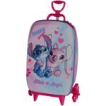 Mala Infantil Stitch e Angel 3D com Rodinhas - Multicolorida - Imagem 3