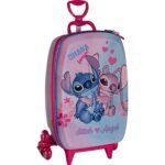 Mala Infantil Stitch e Angel 3D com Rodinhas - Multicolorida - Imagem 4