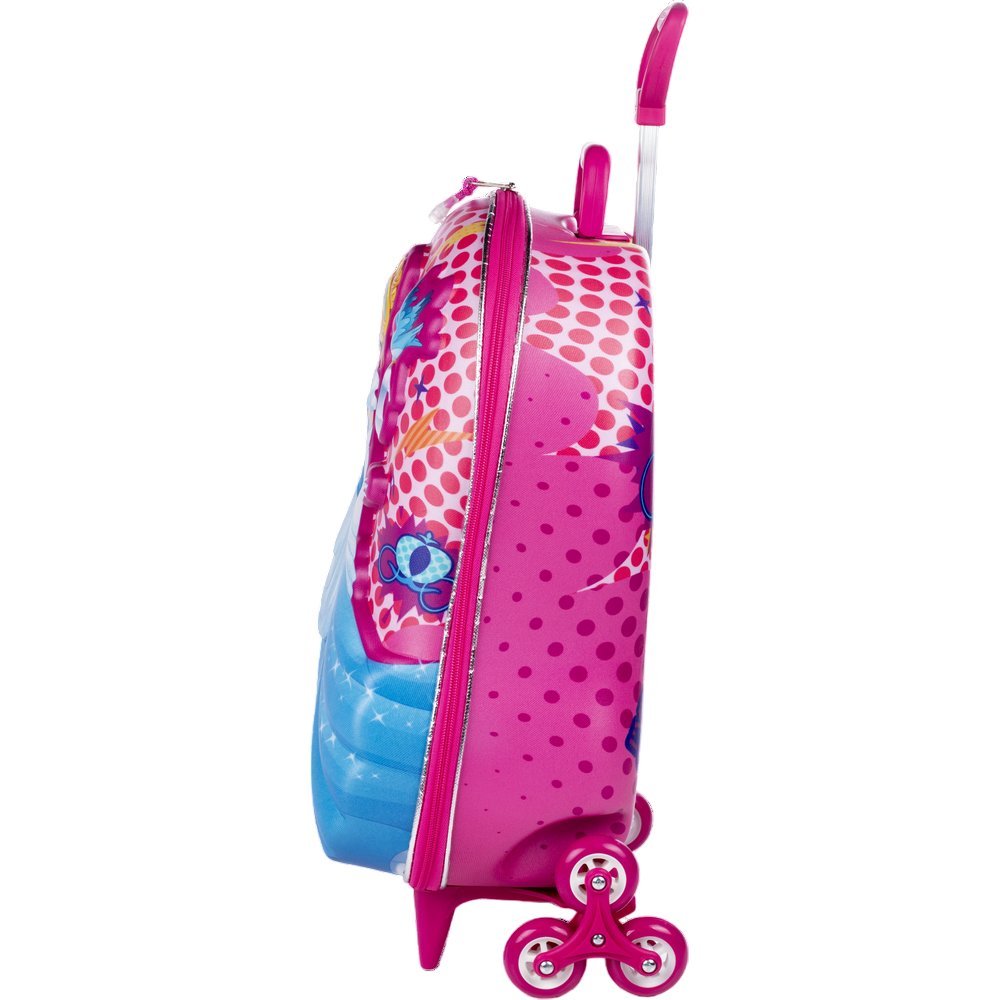 15476002160-mala-infantil-princesa-cinderela-3d-com-rodinhas-rosa-imagem-2.jpg Mala Infantil Princesa Cinderela 3D com Rodinhas - Rosa - Imagem 1