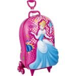 Mala Infantil Princesa Cinderela 3D com Rodinhas - Rosa - Imagem 5