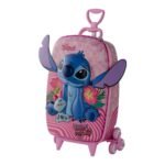 Mala Infantil Stitch 3D com Rodinhas - Rosa - Imagem 2