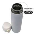 Garrafa Isotérmica 500ml com Tampa Plástica Fosca com Trava de Segurança - Branco - Imagem 4