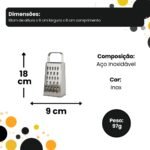 Ralador de Quatro Faces em Aço Inox 18 cm - Imagem 4