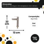 Torneira de Mesa Retro Para Lavatório - Inox Escovada - Imagem 5