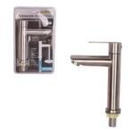 Torneira de Mesa Retro Para Lavatório - Inox Escovada - Imagem 4