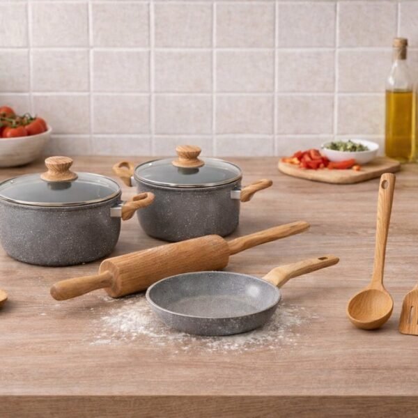 Jogo de 7 Panelas em Alumínio Antiaderente - Sortida