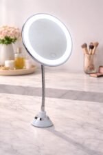 Espelho de Mesa Redondo Para Maquiagem LED com USB - Branca - Imagem 3