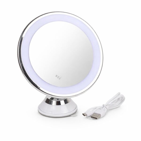 Espelho de Mesa Redondo LED para Maquiagem Com USB - Branca