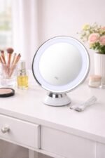 Espelho de Mesa Redondo LED para Maquiagem Com USB - Branca - Imagem 3