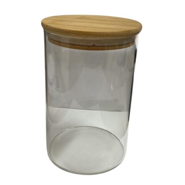 Pote de Hermetico Vidro Borossilicato Liso com Tampa de Bambu 1,1L