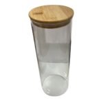 Pote de Hermetico Vidro Borossilicato Liso com Tampa de Bambu 1,8L