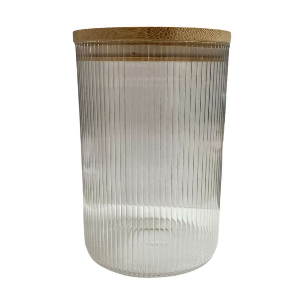 15492048740-15492039016-pote-de-vidro-borossilicato-listrado-com-tampa-de-bambu-1l-imagem-1.jpg Pote de Vidro Borossilicato Listrado com Tampa de Bambu 1L - Imagem 1