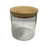 Pote de Hermetico Vidro Borossilicato Liso com Tampa de Bambu 800ml
