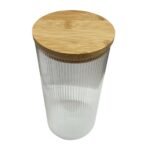 Pote de Vidro Borossilicato Listrado com Tampa de Bambu 1,4L - Imagem 2