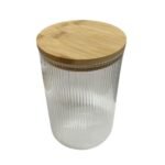 Pote de Vidro Borossilicato Listrado com Tampa de Bambu 1L - Imagem 2