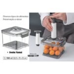 Pote Hermético com Bomba de Vácuo 1,5L - Cinza