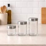 Kit 3 Potes em Vidro Com Tampa - Inox - Imagem 2