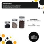 Kit 3 Potes em Vidro Com Tampa - Inox - Imagem 3