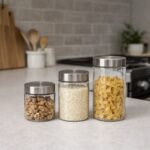 Kit 3 Potes em Vidro Com Tampa - Inox - Imagem 5