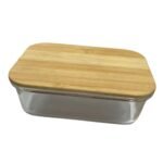 Pote Vidro Hermética Marmita Tampa de Bambu 1040ml