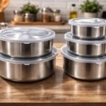 Conjunto 5 Potes Herméticos Redondos com Tampa - Inox