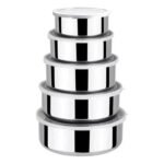 Conjunto 5 Potes Herméticos Redondos com Tampa - Inox - Imagem 4