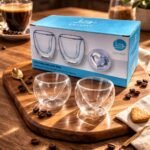 Conjunto Dois Copos Café Borossilicato Love Coração 90ml